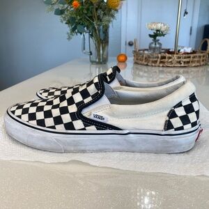 Vans Mens Black And White Checkered Slip On Sneakers